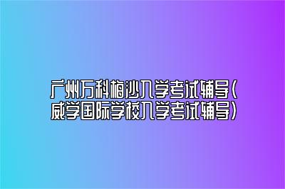 广州万科梅沙入学考试辅导（威学国际学校入学考试辅导）