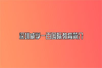 深圳威学一百国际教育简介