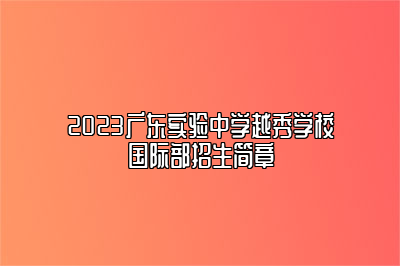 2023广东实验中学越秀学校国际部招生简章