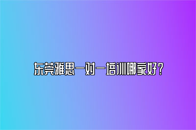 东莞雅思一对一培训哪家好？