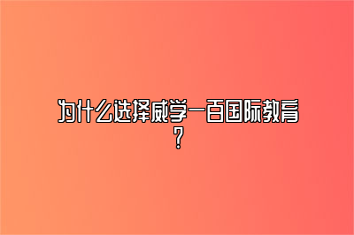 为什么选择威学一百国际教育？