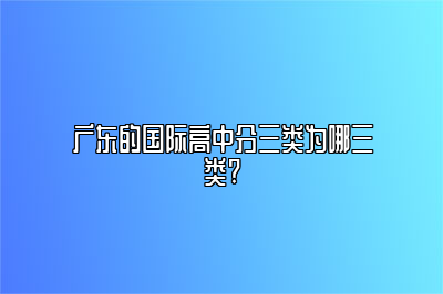 广东的国际高中分三类为哪三类?