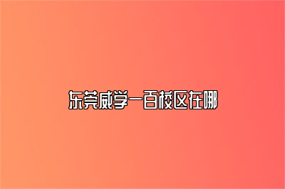 东莞威学一百校区在哪 