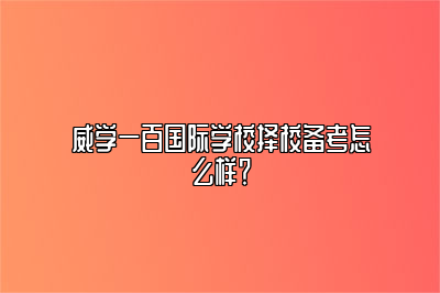 威学一百国际学校择校备考怎么样？