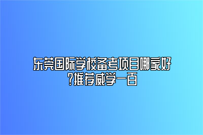 东莞国际学校备考项目哪家好？推荐威学一百