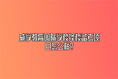 威学教育国际学校择校备考项目怎么样？