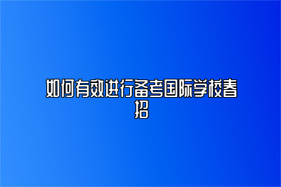 如何有效进行备考国际学校春招