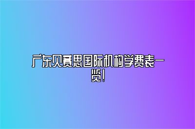 广东贝赛思国际机构学费表一览！