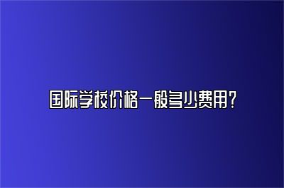 国际学校价格一般多少费用？