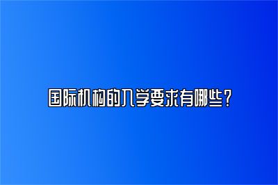 国际机构的入学要求有哪些？