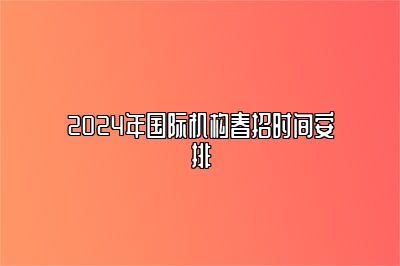 2024年国际机构春招时间安排