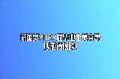 深国交2023届毕业生美本录取成绩揭晓！