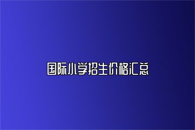 国际小学招生价格汇总