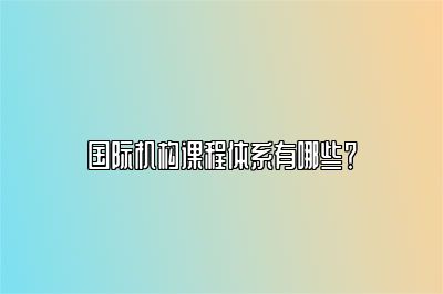 国际机构课程体系有哪些？