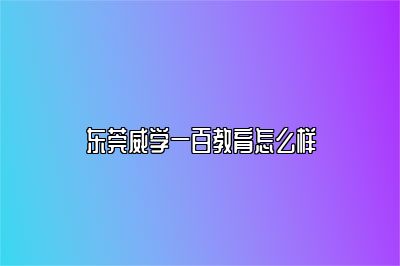 东莞威学一百教育怎么样 