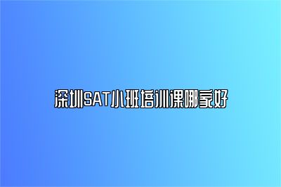 深圳SAT小班培训课哪家好 