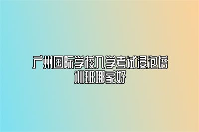 广州国际学校入学考试浸泡培训班哪家好 